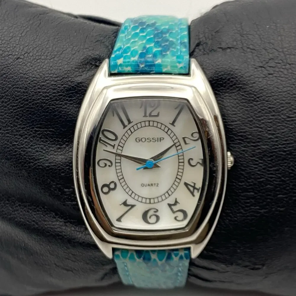 Gossip Ladies' Rectangle Dial Teal Leather Band Watch New Battery - Picture 6 of 7